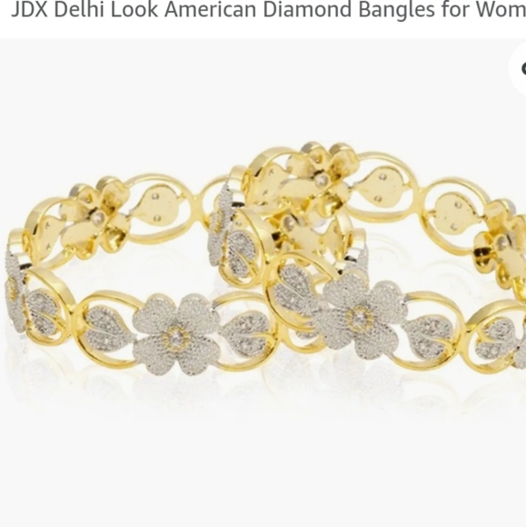 Jewels Galaxy Floral Design Gold Plated American Diamond Indian Bangle - Picture 11 of 11